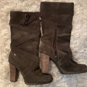 Brown Suede Heeled Boots